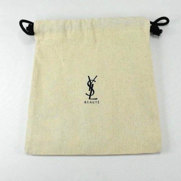 YSL Beige Cotton Drawstring Makeup Pouch Limited Edition Bag Yves Saint Laurent - Picture 4 of 7